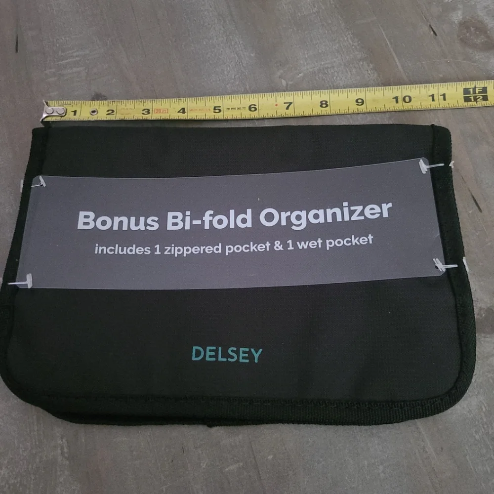 Delsey Black Bi-fold Organizer Zipper Wet Pocket